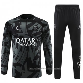 Sweatshirt Tracksuit Paris Saint-Germain Jordan 2022-2023 Black and Grey
