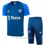 Tracksuit Manchester United 2023-2024 Short Sleeve Blue - Shorts