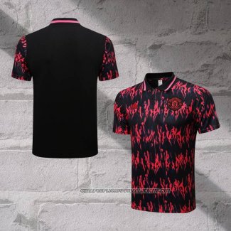 Manchester United Shirt Polo 2022-2023 Black and Red