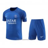 Tracksuit Paris Saint-Germain 2022-2023 Short Sleeve Blue Oscuro - Shorts