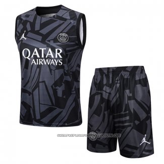 Tracksuit Paris Saint-Germain Jordan 2023-2024 Without Sleeves Black and Grey