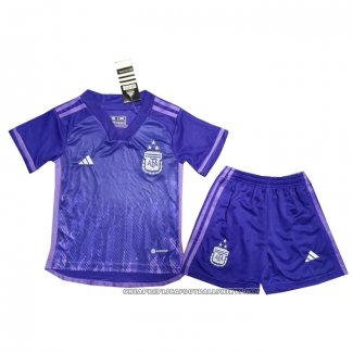 Argentina Away 3 Star Shirt 2022 Kid