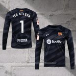 Barcelona Player Ter Stegen Goalkeeper Shirt 2023-2024 Long Sleeve Black
