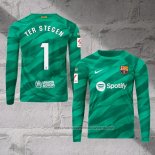 Barcelona Player Ter Stegen Goalkeeper Shirt 2023-2024 Long Sleeve Green