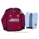 Manchester United Home Shirt 2023-2024 Kid Long Sleeve