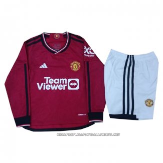 Manchester United Home Shirt 2023-2024 Kid Long Sleeve