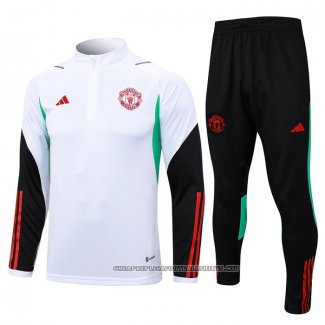 Sweatshirt Tracksuit Manchester United 2023-2024 Kid White